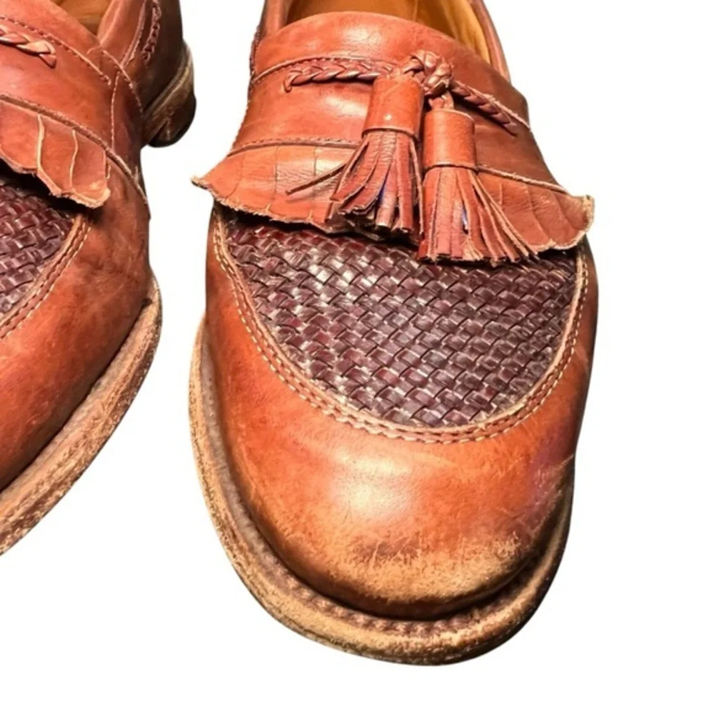 Allen Edmonds Cody Slip On Loafer Tassel Shoes Woven Leather Brown Size 9D 1849